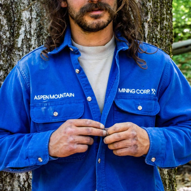 Blue chainstitch chamois shirt