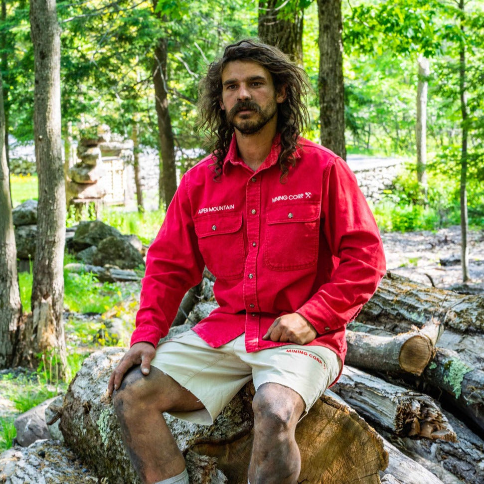 Red chainstitch chamois shirt