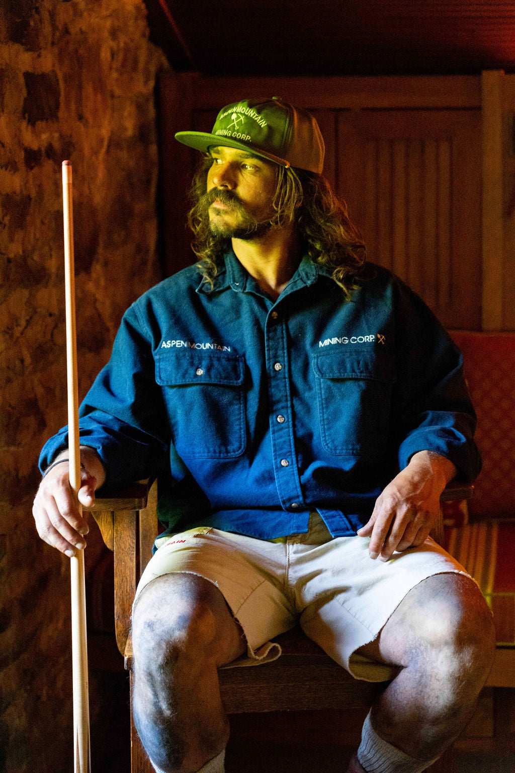 Navy chainstitch chamois shirt