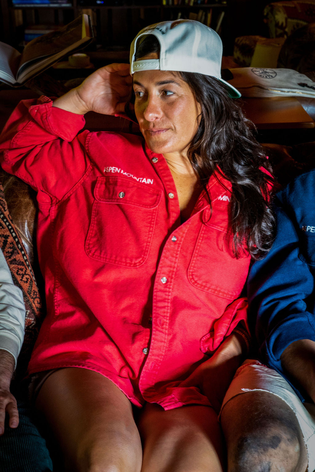 Red chainstitch chamois shirt