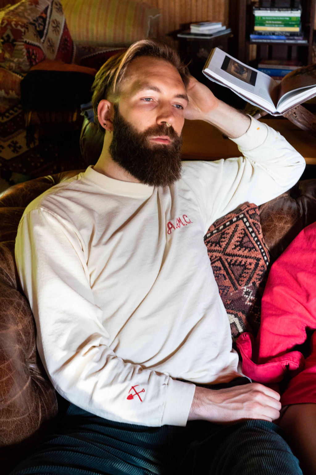 Cream chainstitch long sleeve