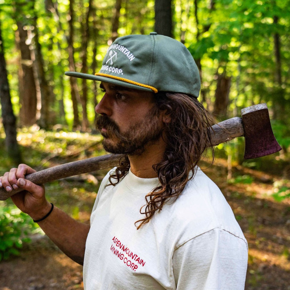 Olive rope snapback cap
