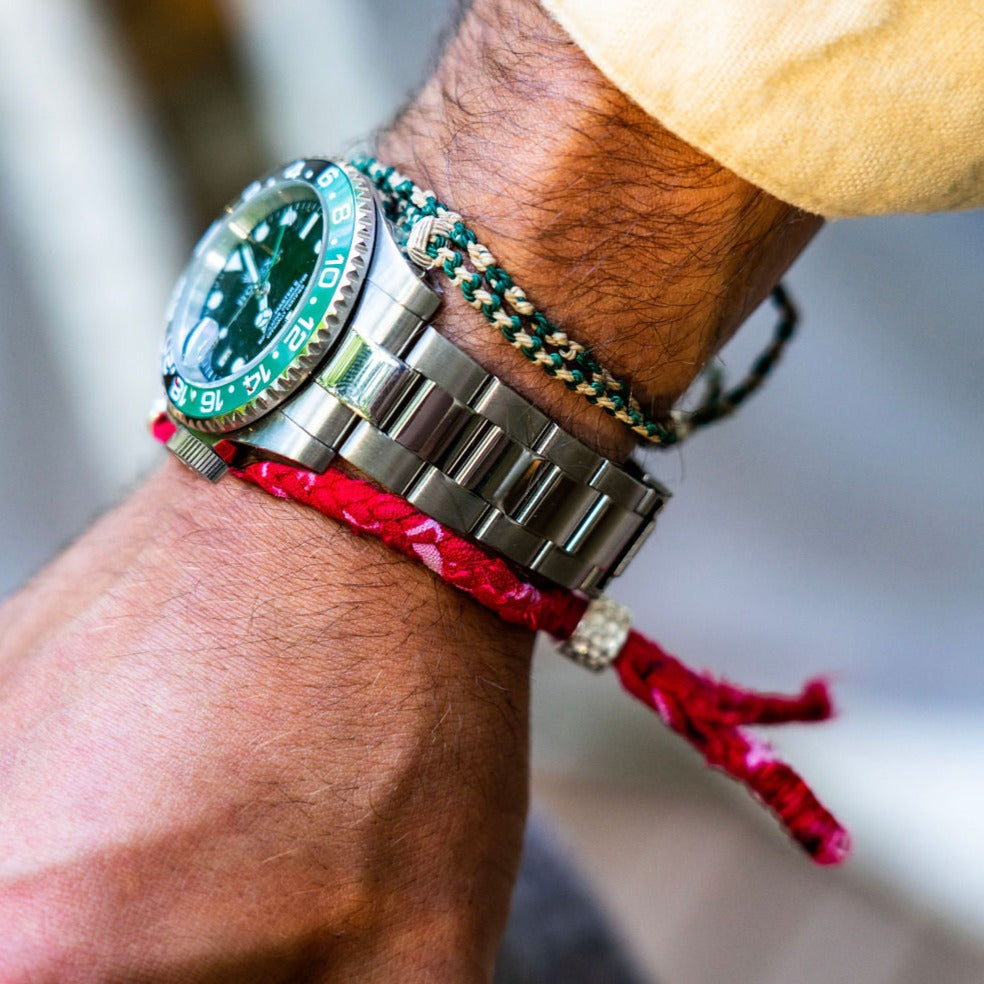 Braided vintage bandana bracelet